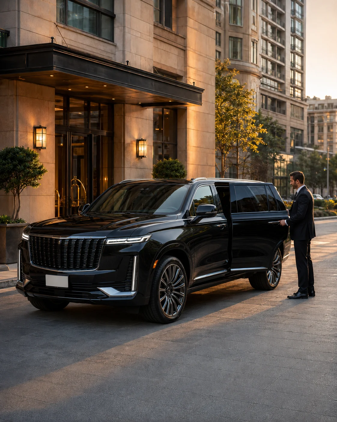 Sunrise Limousine vehicle and professional chauffeur providing hourly service