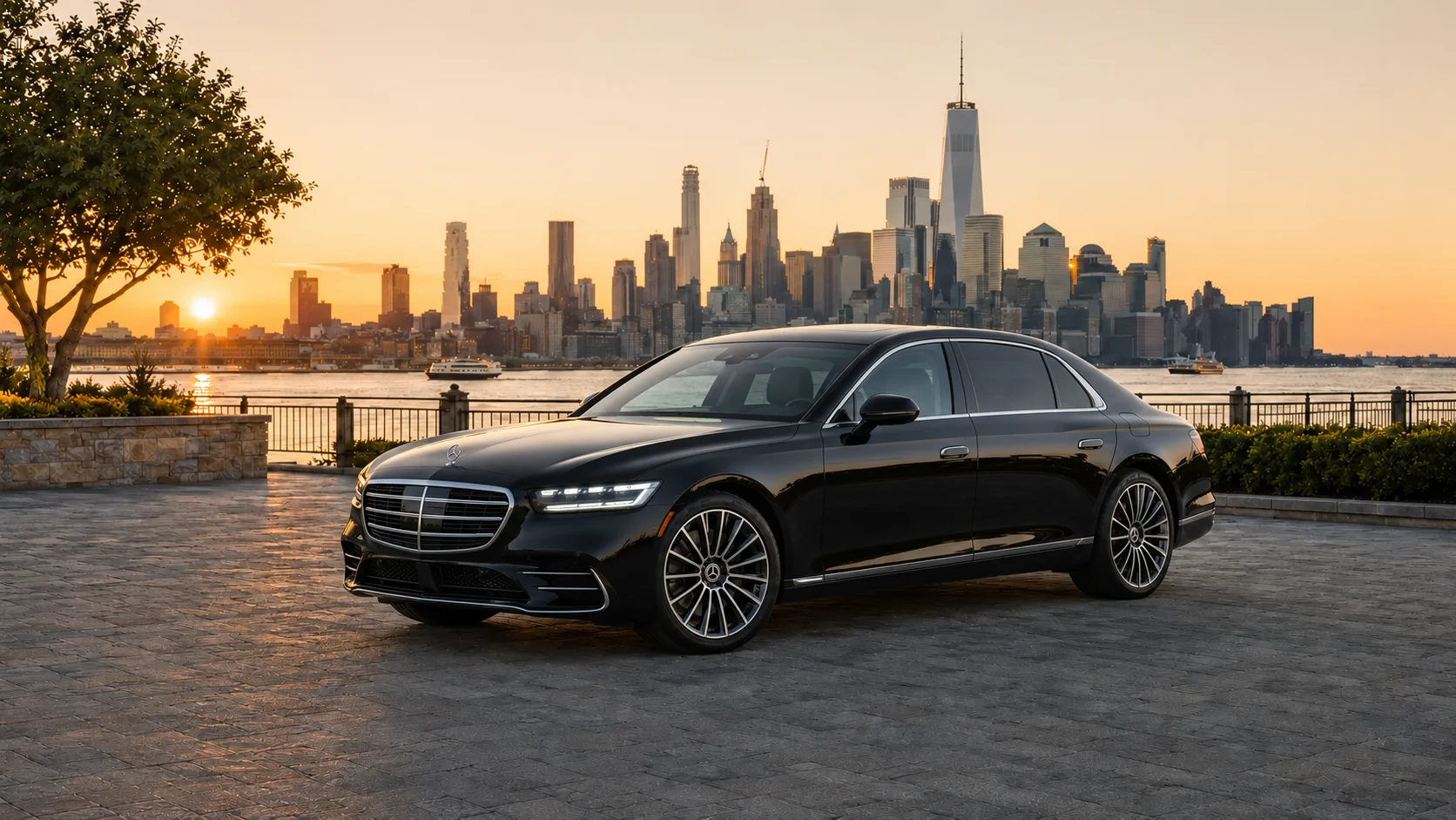 Black luxury sedan for Sunrise Limousine chauffeur service in New Jersey