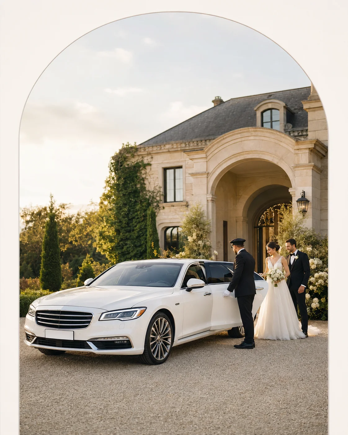Sunrise Limousine luxury vehicle providing wedding transportation