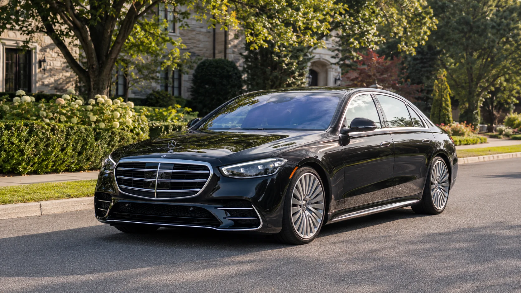 Black luxury sedan for Englewood New Jersey chauffeur service